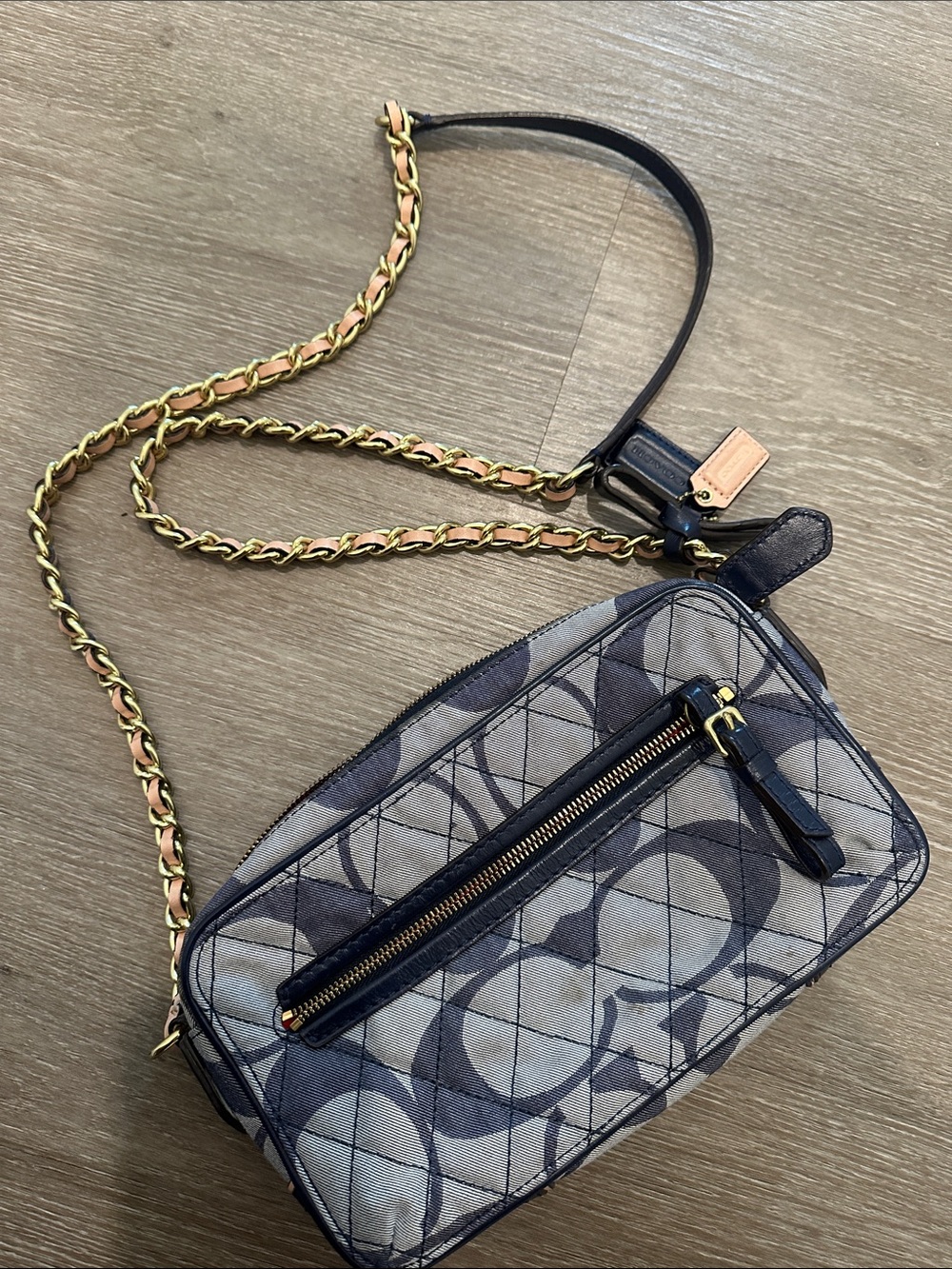 Designer-Inspired Navy Quilted Crossbody Bag